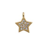 Kubik Zirkonium mikro bana Mässing hängande, Star, guldfärg pläterade, mode smycken & Unisex & micro bana cubic zirconia, gyllene, nickel, bly och kadmium gratis, 11x9mm, Hål:Ca 1.5mm, Säljs av PC