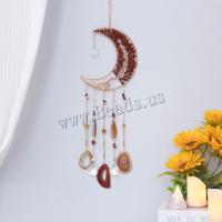 Moda Dreamcatcher, Cascalho natural, with ágata & cristal & cobre, Lua, feito à mão, para casa e escritório, vermelho, 600mm, vendido por PC