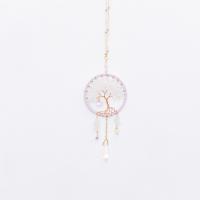 divat Dreamcatcher, Törlés Quartz, -val bőr kábelt & Sárgaréz & Vas, Fa, kézi, otthoni és irodai használatra, kevert színek, 320mm, Által értékesített PC