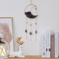 Mode Dreamcatcher, améthyste, avec cristal & laiton, lune, fait à la main, pour la maison et le bureau, couleurs mélangées, 520mm, Vendu par PC