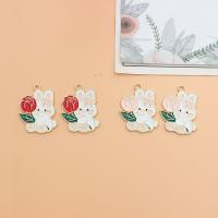 Zinc Alloy Enamel Pendants Rabbit gold color plated DIY Sold By PC