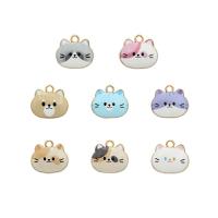 Zinc Alloy Enamel Pendants Cat gold color plated DIY Sold By PC