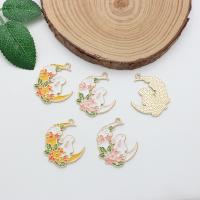 Zinc Alloy Enamel Pendants Moon gold color plated DIY Sold By PC