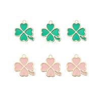 Zinc Alloy Enamel Pendants Four Leaf Clover gold color plated DIY Sold By PC