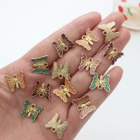 Zinc Alloy Enamel Pendants Butterfly gold color plated DIY Sold By PC