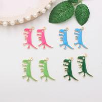 Zinc Alloy Enamel Pendants Dinosaur gold color plated DIY Sold By PC