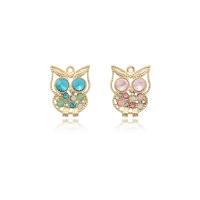 Zinc Alloy Rhinestone Pendler, Owl, guldfarve belagt, du kan DIY & med rhinestone, flere farver til valg, 20x25mm, Solgt af PC