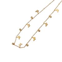 Collier de bijoux en acier inoxydable, Acier inoxydable 304, papillon, Placage, pavé de micro zircon & pour femme, doré, Longueur Environ 46.5 cm, Vendu par PC