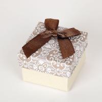 Κοσμήματα Gift Box, Χαρτί, Πλατεία, εκτύπωση, τυχαία αποστολή & με διακόσμηση κορδέλα bowknot, μικτά χρώματα, 50x50x35mm, Sold Με PC