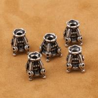 925 الخرز فضة, 925 فضة, خمر & ديي & 3 حفرة & أسود, 10x8mm, تباع بواسطة PC