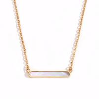 Collar de acero inoxidable de la joyería, acero inoxidable 316L, con Nácar Blanca, con 5cm extender cadena, 18K chapado en oro, para mujer, dorado, longitud aproximado 40 cm, Vendido por UD