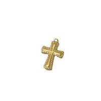 Edelstahl-Kreuz- Anhänger, 304 Edelstahl, 18 K vergoldet, DIY, goldfarben, 18.80x13mm, verkauft von PC