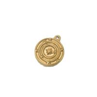 Stainless Steel Pendants 304 Stainless Steel Round 18K gold plated DIY golden Sold By PC