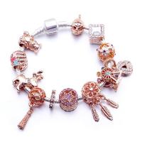 European Bracelet Zinc Alloy plated fashion jewelry & for woman & enamel & with rhinestone mixed colors nickel lead & cadmium free Sold By PC