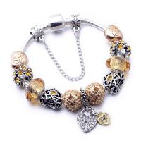 European Bracelet Zinc Alloy with Crystal Heart plated fashion jewelry & for woman & with rhinestone mixed colors nickel lead & cadmium free Sold By PC