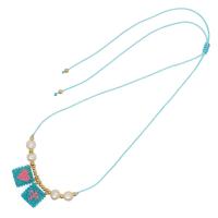 Seed verre collier de perles, Seedbead, avec Cordon de noeud & perle de plastique, cadre, Réglable & bijoux de mode & unisexe, plus de couleurs à choisir, protéger l'environnement, sans nickel, plomb et cadmium, Longueur Environ 76 cm, Vendu par PC