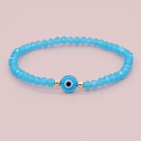 Bracelet Evil Eye bijoux, cristal, avec fil élastique & chalumeau & alliage de zinc, Plat rond, Placage de couleur d'or, bijoux de mode & pour femme, plus de couleurs à choisir, Longueur Environ 18 cm, Vendu par PC