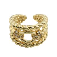 Kubieke Circonia Micro Pave Brass Ring, Messing, gold plated, mode sieraden & uniseks & micro pave zirconia, gouden, nikkel, lood en cadmium vrij, inner diameter 18mm, Verkocht door PC