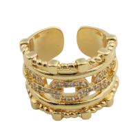 Kubieke Circonia Micro Pave Brass Ring, Messing, gold plated, mode sieraden & uniseks & micro pave zirconia, gouden, nikkel, lood en cadmium vrij, inner diameter 18mm, Verkocht door PC