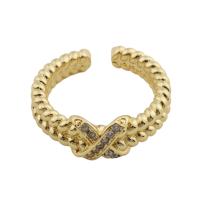 Kubieke Circonia Micro Pave Brass Ring, Messing, gold plated, mode sieraden & uniseks & micro pave zirconia, gouden, nikkel, lood en cadmium vrij, inner diameter 18mm, Verkocht door PC