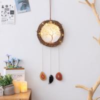 Mode Dreamcatcher, Cane, med lædersnor & Agate & Messing, Tree, håndlavet, til hjemmet og kontoret, 700mm, Solgt af PC