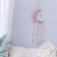 Mode Dreamcatcher, Rose Quartz, med Messing, Moon, håndlavet, til hjemmet og kontoret, lyserød, 540mm, Solgt af PC