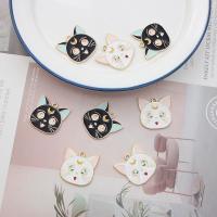 Zinc Alloy Enamel Pendants Cat gold color plated DIY Sold By Bag