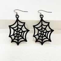 Nya Hot Halloween smycken och inredning, Zink Alloy, med Akryl, spindelnät, Design för halloween & för kvinna, svart, 30x60mm, Säljs av Par