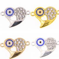 Evil Eye Connector Zinc Alloy Heart plated DIY & enamel & with rhinestone nickel lead & cadmium free Approx Sold By Bag