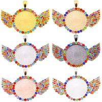 Zinc alliage strass Pendants, alliage de zinc, forme d'aile, Placage, DIY & avec strass, plus de couleurs à choisir, protéger l'environnement, sans nickel, plomb et cadmium, 25mm, Environ 100PC/sac, Vendu par sac