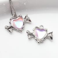 Pendentifs coeur en alliage de zinc, avec verre, Placage, DIY, plus de couleurs à choisir, 20PC/lot, Vendu par lot