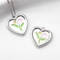 Zinc Alloy Enamel Pendants Heart plated DIY silver color Sold By Lot