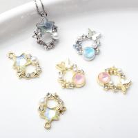 Zinc Alloy Pendler, med Glas & Plastic Pearl, forgyldt, du kan DIY & forskellige stilarter for valg & Micro Pave cubic zirconia, flere farver til valg, 20pc'er/Lot, Solgt af Lot