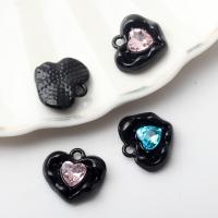 Pendentifs coeur en alliage de zinc, avec cristal, peinture, DIY, plus de couleurs à choisir, 20PC/lot, Vendu par lot