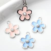 Zinc Alloy émail Pendants, alliage de zinc, avec perle de plastique, fleur, Placage, DIY, plus de couleurs à choisir, 20PC/lot, Vendu par lot