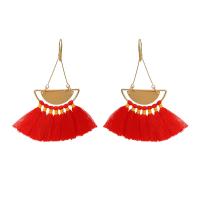 Zinc Alloy Tassel Earring, met Textiel binnenwerk Cord, Geometrisch Patroon, plated, folk stijl & voor vrouw, meer kleuren voor de keuze, 55mm, Verkocht door pair