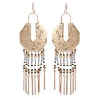 Zinc Alloy Tassel Earring, met Seedbead, Geometrisch Patroon, plated, Bohemien stijl & voor vrouw, meer kleuren voor de keuze, Verkocht door pair