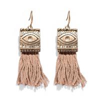 Zinc Alloy Tassel Earring, met Katoen draad, plated, Bohemien stijl & verschillende stijlen voor de keuze & voor vrouw, earring length 60-80mm, Verkocht door pair