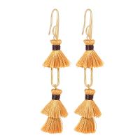 Zinc Alloy Tassel Earring, med Terylene Cord, forgyldt, folk stil & forskellige stilarter for valg & for kvinde & med rhinestone, earring length 60-80mm, Solgt af par