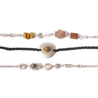 alliage de zinc Set de bracelet, avec cordon de polyester & cristal & bois, Placage, trois pièces & style folk & pour femme, plus de couleurs à choisir, Longueur Environ 6.7-7.9 pouce, Vendu par fixé