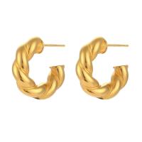 Pendientes de Acero Inoxidable, acero inoxidable 304, 18K chapado en oro, Joyería & para mujer, dorado, 23mm, Vendido por Par