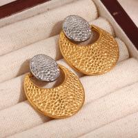 Stainless Steel Stud Earrings 316L Stainless Steel 18K gold plated fashion jewelry & for woman golden Sold By Pair