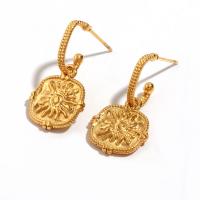 Pendientes de Acero Inoxidable, acero inoxidable 316L, 18K chapado en oro, Joyería & para mujer, dorado, Vendido por Par