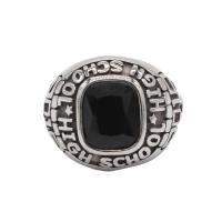 Anillo de dedo de Titantium Acero, Partículas de acero, con Ágata negra, Vintage & Joyería & diverso tamaño para la opción & para hombre & ennegrezca, Negro, Vendido por UD