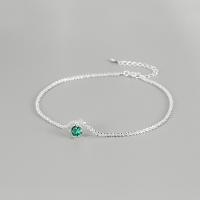 
Mode Sterling Silver Anklet, 925 sterling silver, med 1.18inch extender kedja, plated, mode smycken & micro bana cubic zirconia & för kvinna, fler färger för val, nickel, bly och kadmium gratis, Längd Ca 8.26 inch, Säljs av PC