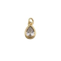 Cubic Zirconia Micro Pave bronze Pingente, cobre, Lágrima, cromado de cor dourada, joias de moda & micro pavimento em zircônia cúbica & para mulher, dourado, níquel, chumbo e cádmio livre, 8.50x6.50mm, vendido por PC