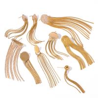 Fashion Fringe Orecchini, 304 acciaio inox, Placcato oro 18K, stili diversi per la scelta & per la donna & con strass, dorato, Venduto da coppia