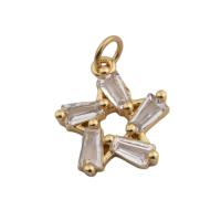 Cubic Zirconia Micro Pave bronze Pingente, cobre, Estrela, cromado de cor dourada, joias de moda & unissex & micro pavimento em zircônia cúbica, dourado, níquel, chumbo e cádmio livre, 16.50x14.50mm, Buraco:Aprox 3mm, vendido por PC