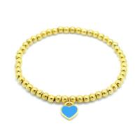 Bracciale gioielli in acciaio inossidabile, 304 acciaio inox, Cuore, gioielli di moda & per la donna & smalto, nessuno, round beads 4mm, Lunghezza Appross. 17 cm, Venduto da PC