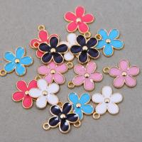 Zinc Alloy Enamel Pendants Flower gold color plated DIY Approx Sold By Bag